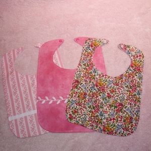 Homemade Pink Floral Baby Bib Bundle